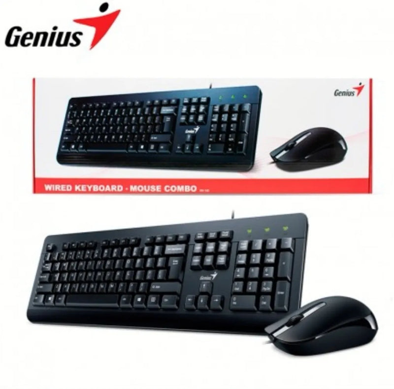 Combo Teclado Y Mouse Genius Usb Español Letra Ñ Alambrico Negro Negro