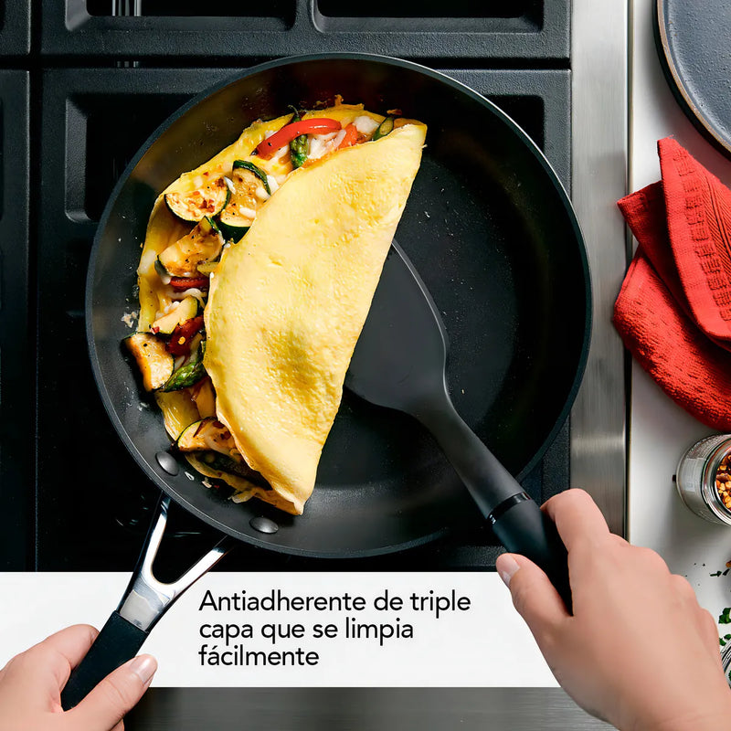 KitchenAid Set x2 Sartenes 31 y 21cm Antiadherente Anodizado Duro Negro Onix 84811