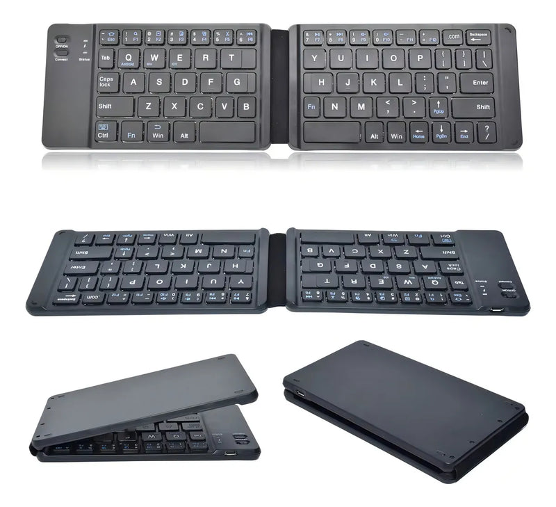 Teclado Inalambrico Bluetooth Plegable Para Pc Cel Letra Ñ Teclado Gris Idioma Inglés Internacional