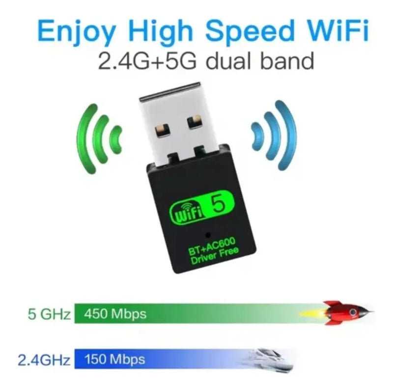 Adaptador Bluetooth Y Red Wi-fi Dual 2.4 Y 5g Bt 4.2 A 600