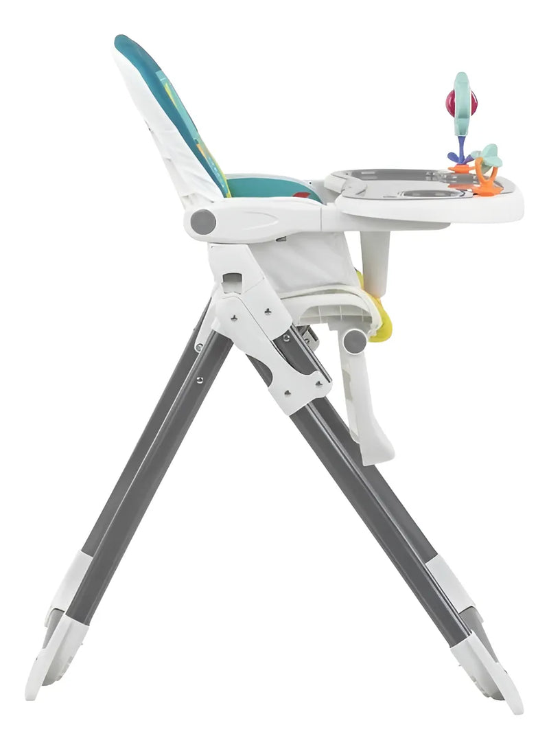 Silla Comedor Bebé Portátil 2 En 1 Con Juguetes Color Azul Acero Selva