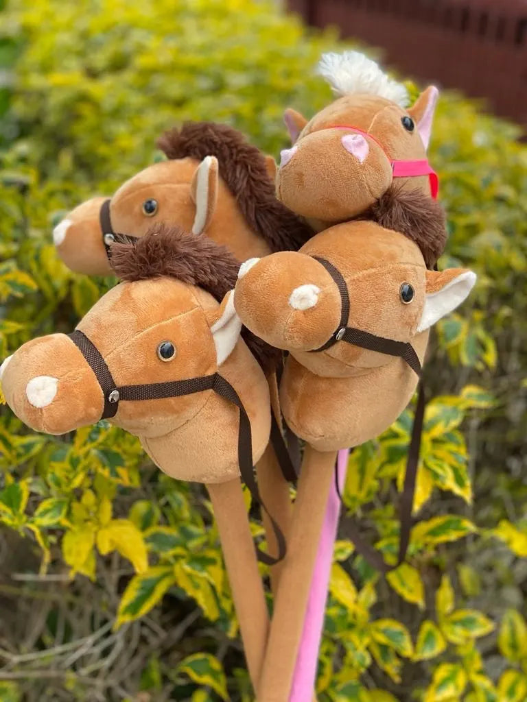 Caballo De Palo - Juguete Didáctico En Tela Suave, Peluche Café