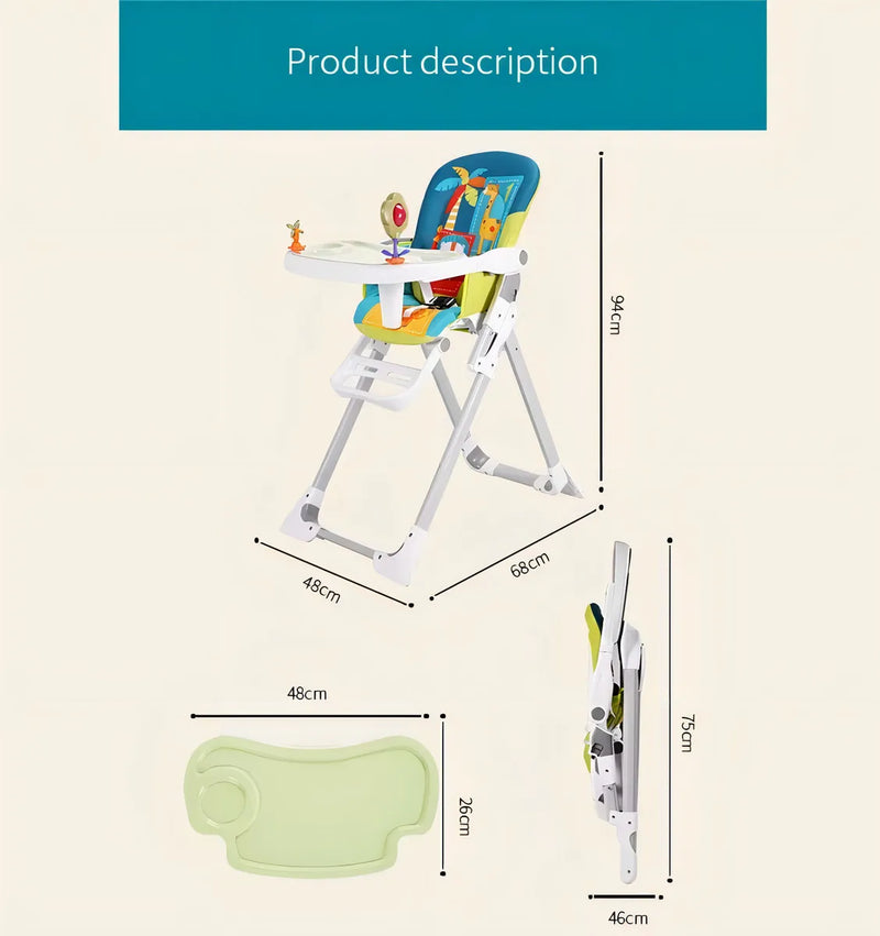 Silla Comedor Kidshop Doble Bandeja Plegable Dinosaurio