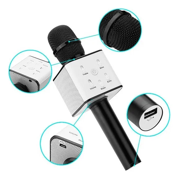 Microfono Inalambrico Karaoke Recargable Con Luz Led Color ! Color Amarillo