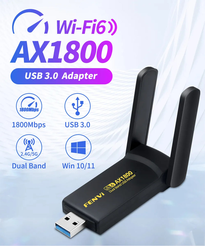 Adaptador Wifi 6 Fenvi Fu-ax1800 Doble Banda 2,4 Y 5ghz 1200