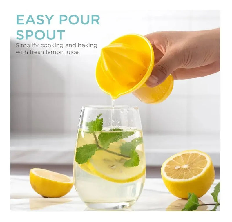 Exprimidor De Limones 2 En 1 Con Spray Boquilla Adaptable Amarillo