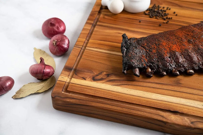 Tablas De Madera Teca Para Cortar Carnes Alimentos Mediana Liso Marrón