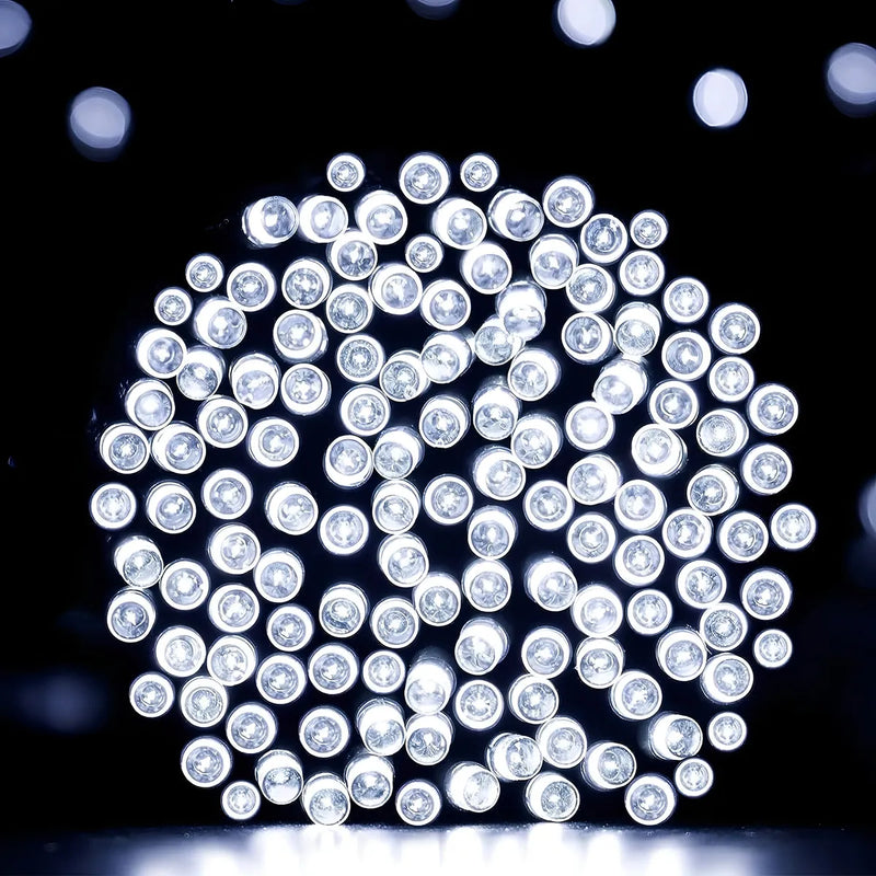 Serie Navideña Solar Exterior Luces 300 Leds 32m Blanco