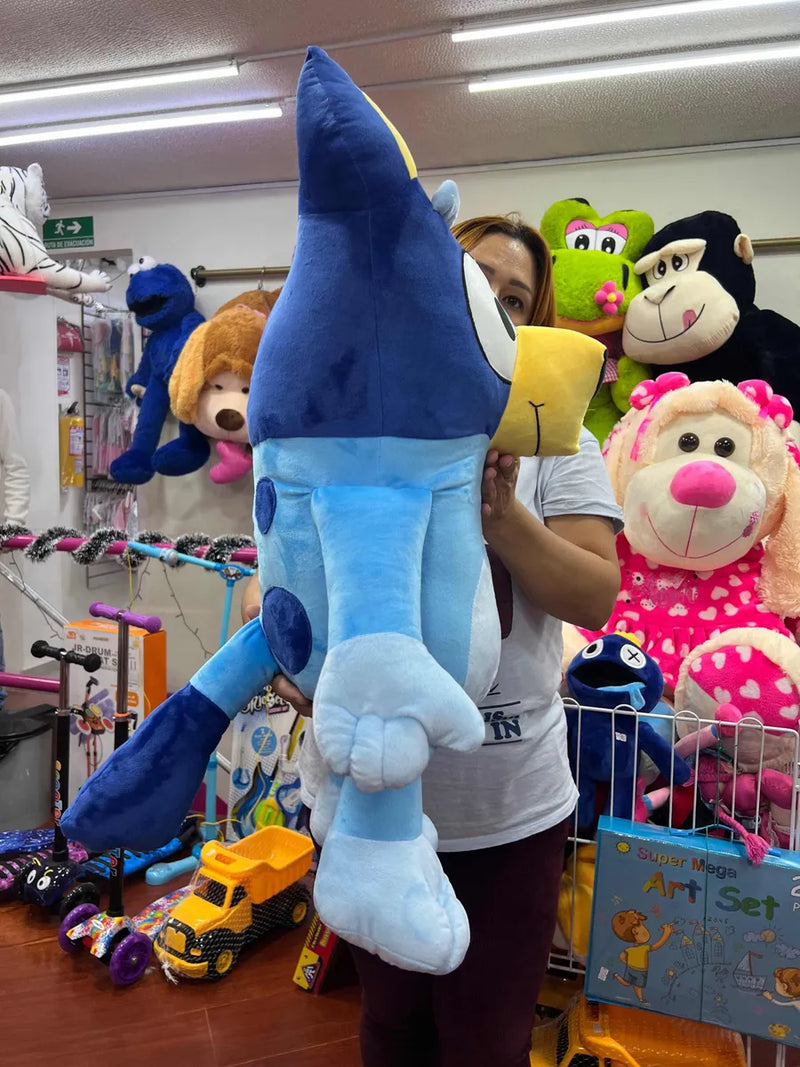 Bluey Peluche Gigante De 80cm Más 3 Globos Perfumadito Azul Marino