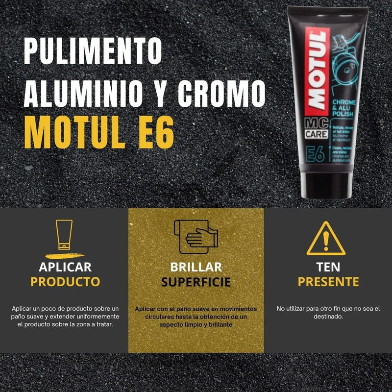 Motul E6 Brillador Partes Cromadas + Shampoo Autobrillante