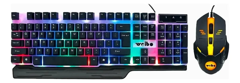 Kit de teclado y mouse gamer Weibo WB-550 Español España de color negro