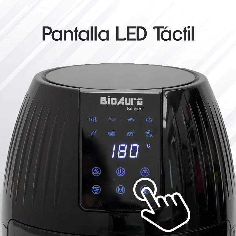 Freidora De Aire Pantalla Digital Bioaura Kitchen Frei01 Negro 1300 W