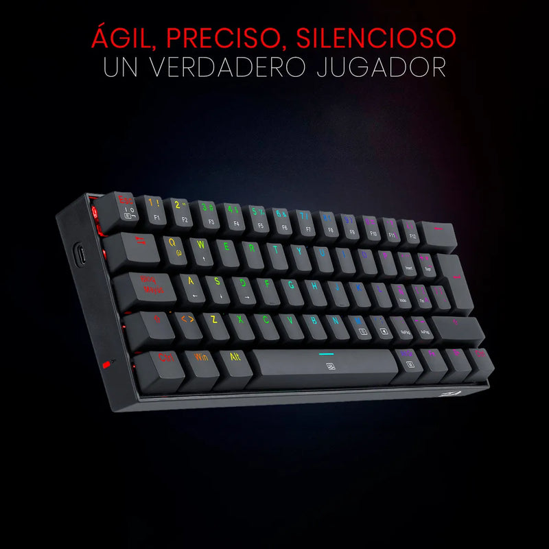 Teclado Dragonborn K630 Qwerty Red Negro Con Luz Rgb Españo Idioma Español Latinoamérica Color Del Teclado Negro