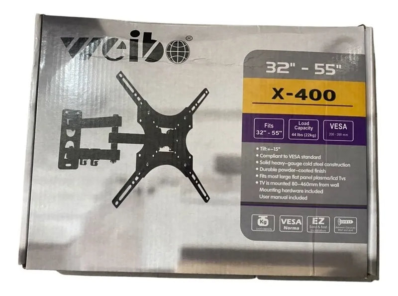 Soporte Pared Tv Televisor Plasma Extension Brazo 32 - 55 Color Negro