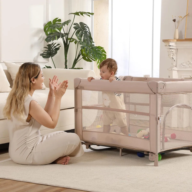 Moisés Portátil 5 En 1 Corralito Plegable Para Bebés Champán
