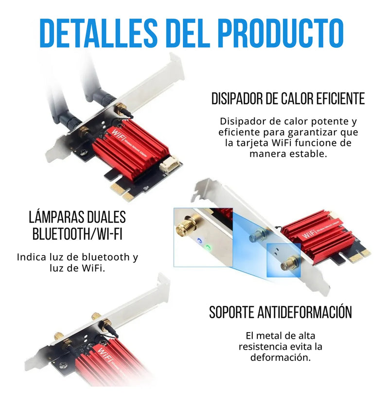 Tarjeta Wifi Bluetooth Pci Express Placa Red Doble Banda 5g