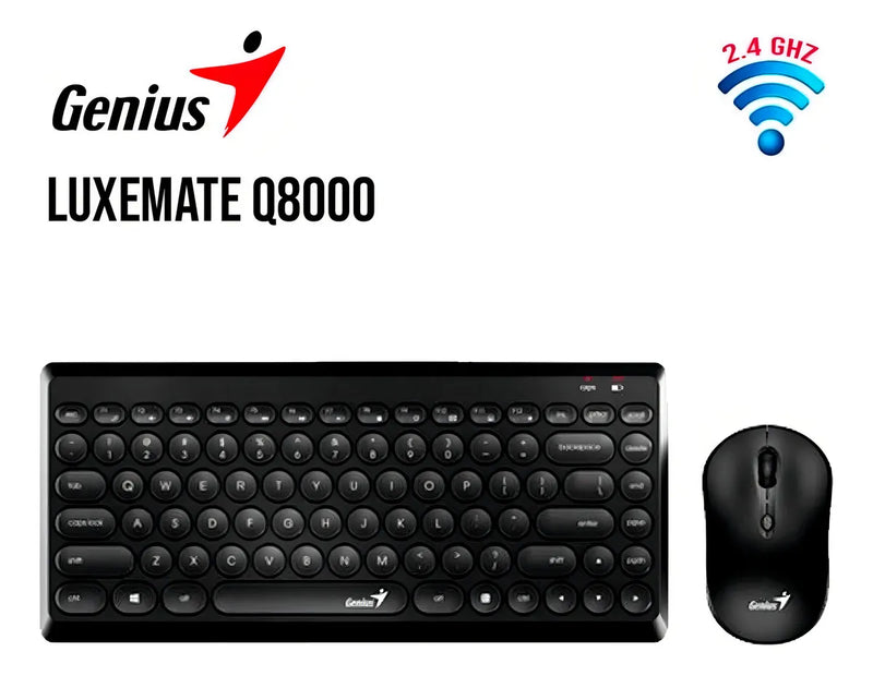 Combo Mini Teclado Y Mouse Portatil Inalambrico Q8000 Genius Color del teclado Negro