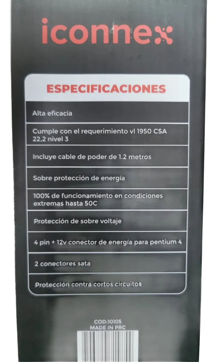 Iconnex Atx 750w Fuente De Poder Alimentación Para Pc Gris