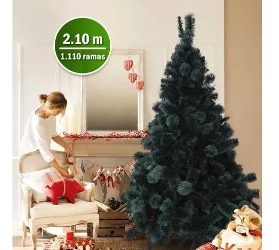 Arbol De Navidad Frondoso De Lujo 210cm Tupido 1110 Ramas Verde