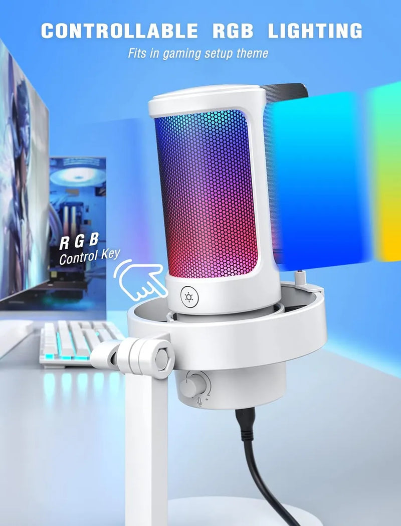 Micrófono Gamer Fifine Ampligame Modelo A8 Usb Blanco