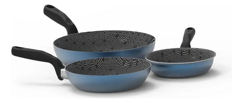Juego De 3 Sartenes Imusa Talen 16 - 20 - 24cm Talent Azul Azul Marino