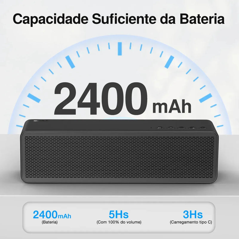 Bocina Bluetooth 1hora 20w Potente Con Bajos Profundos Negro