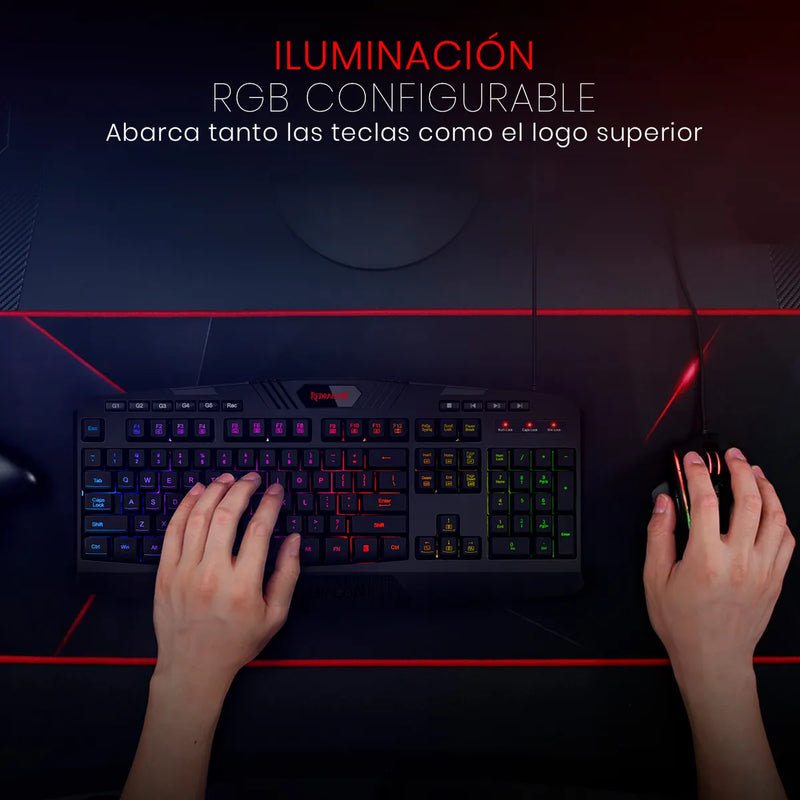 Teclado gamer Redragon Harpe Pro K503A RGB QWERTY español color negro con luz RGB