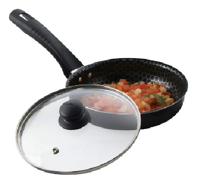 Sartén 20 Cm Universal Antiadherente Con Tapa De Vidrio 6 Color Negro
