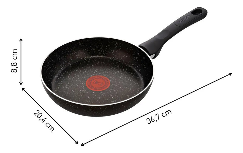 Sartén Imusa Titanium Force 20cm Antiadherente Tapa Vidrio Color Negro