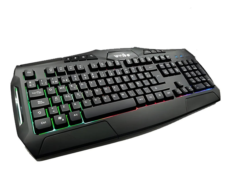 Teclado Gamer Weibo Wb 540 Retoiluminado Color del teclado Negro