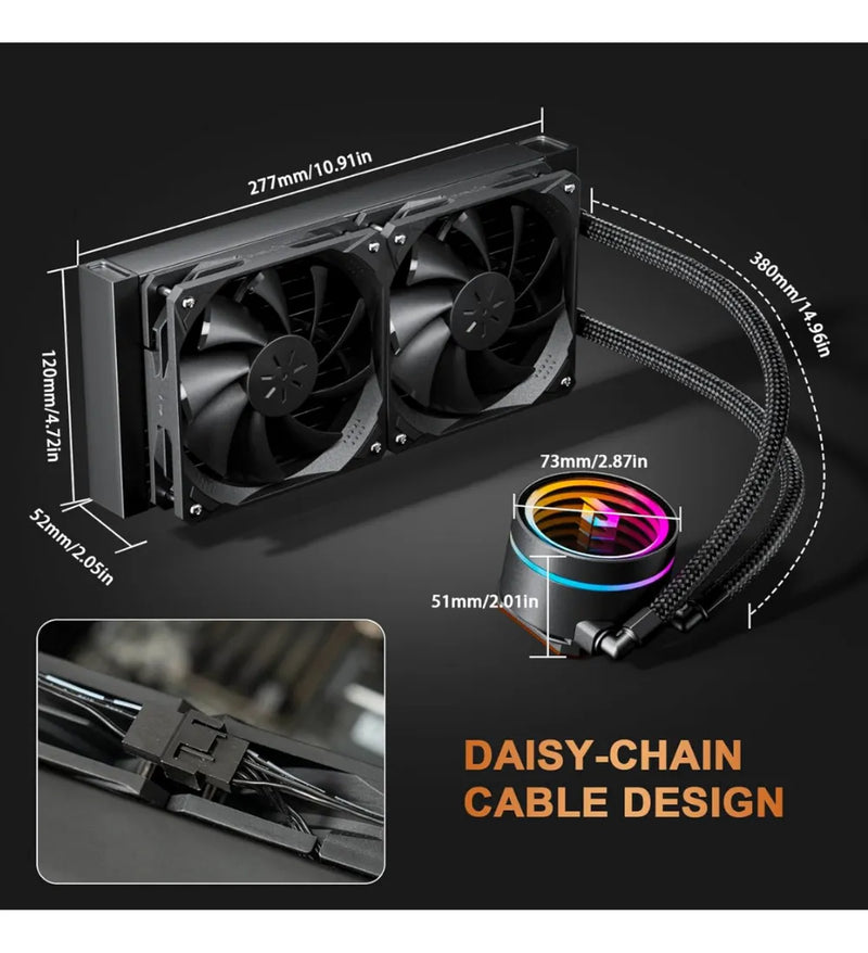 Refrigeracion Líquida De Cpu 240 Aio, Con Lga Y Amd Am5/am4 Negro