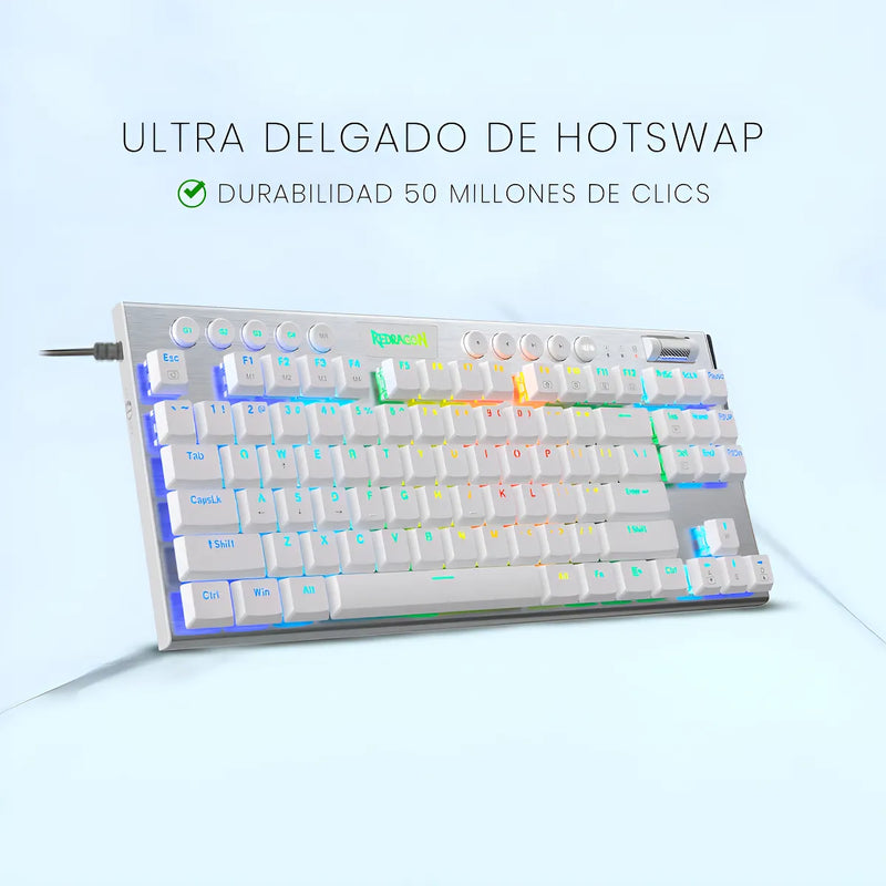 Teclado Mecanico Gamer Tkl Redragon Horus Blanco Switch Red