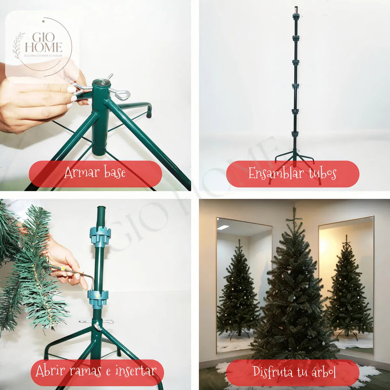 Arbol De Navidad Arizona 1.80m 736 Puntas Gio Home Pino Navideño Look Natural Base Metalica Artificial Para Decoracion Con Bolas Adornos Extension Cintas Bombillos Botas Campanas Luces Estrella Noel