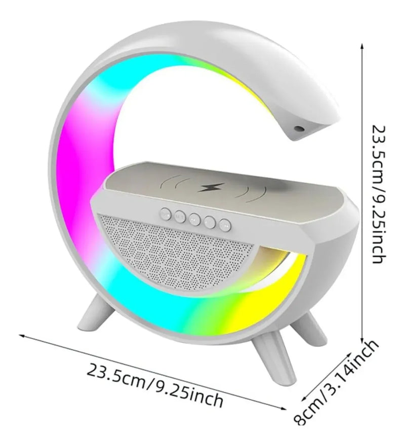 Parlante G Carga Inalambrica Bluetooth Lampara Usb Radio Co Blanco