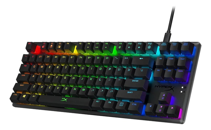 Teclado gamer HyperX Alloy QWERTY Red inglés US color negro con luz RGB
