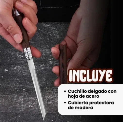 Cuchillo Ultra Afilado En Acero Inoxidable Carnicero Chef Marrón Oscuro