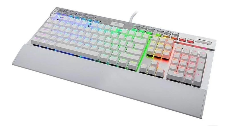 Teclado Redragon Yama QWERTY Outemu Purple español latinoamérica color blanco con luz RGB