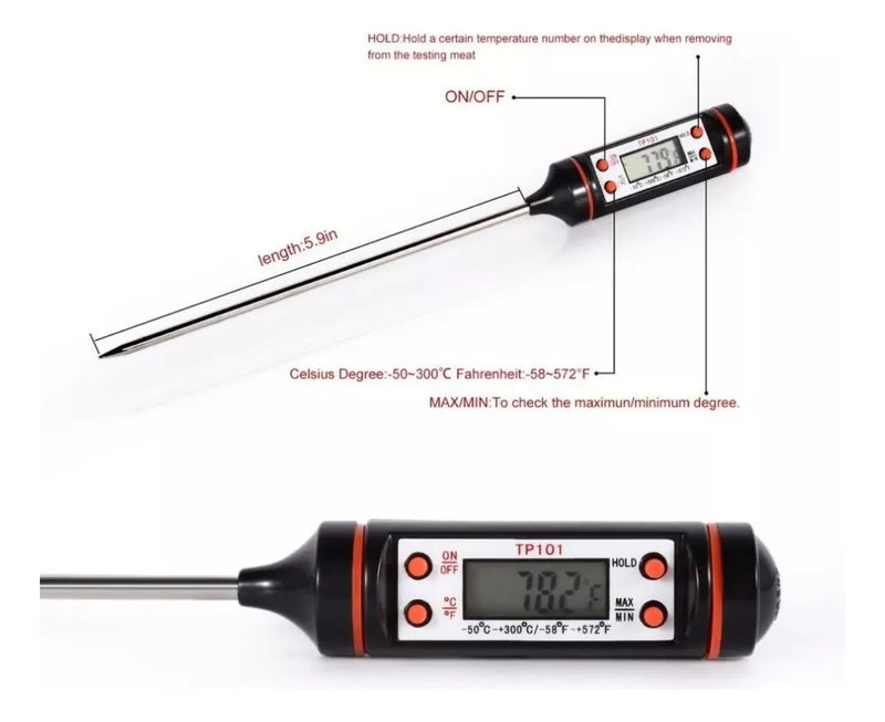 Termómetro Digital De Cocina De Punzon Sonda Chef Multiusos Negro