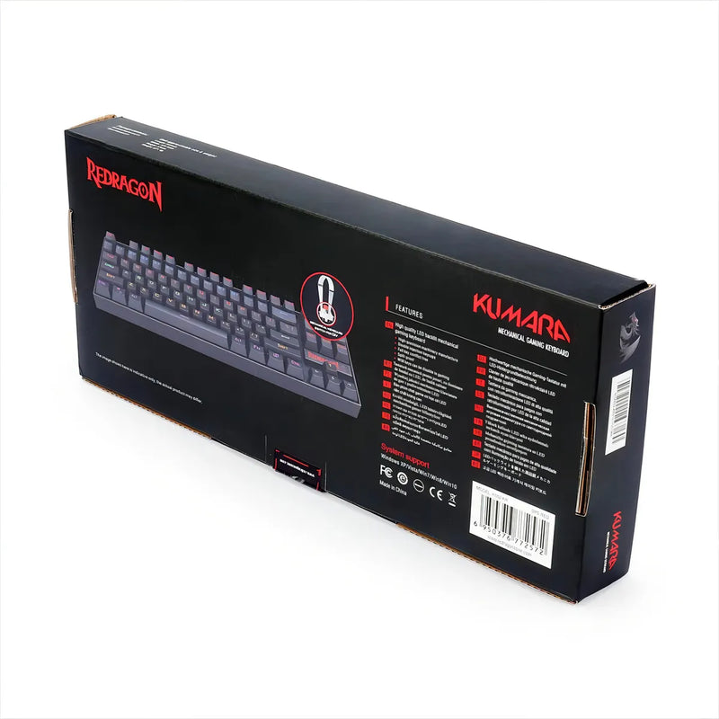 Teclado gamer Redragon Kumara K552 QWERTY español latinoamérica color negro con luz rainbow