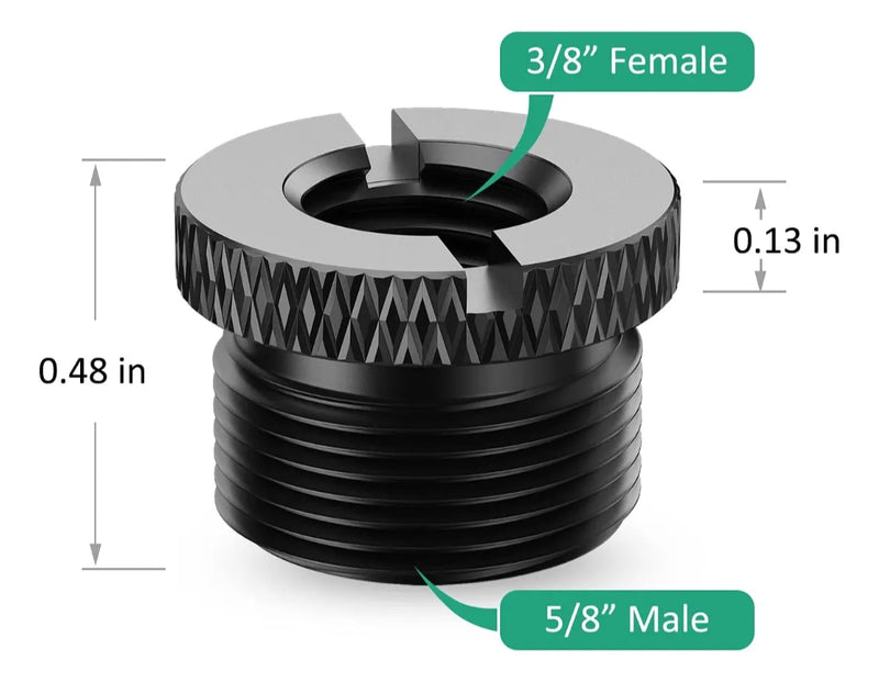 Adaptador De Rosca 5/8 Hembra A 3/8 Para Micrófono Negro