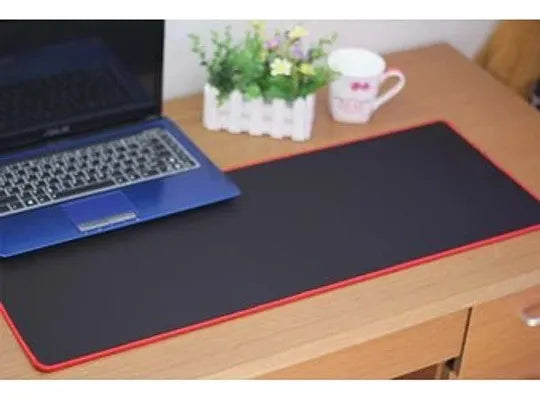 Mouse Pad Gamer Xl Para Pc Antideslizante Alfombrilla Cosida Negro Con Rojo Liso