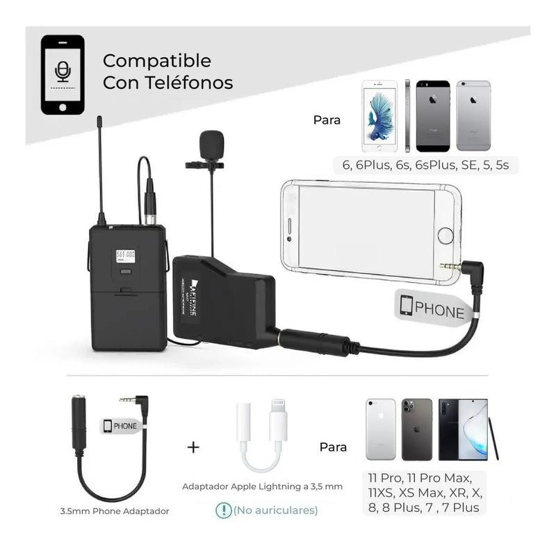 Fifine K037b con micrófono de solapa y auriculares de color negro