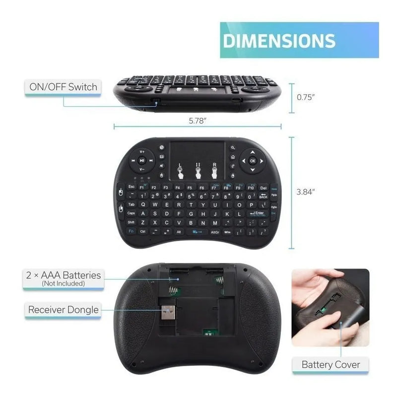 Teclado Control Remoto Air Mouse Para Smart Tv Box Android Negro