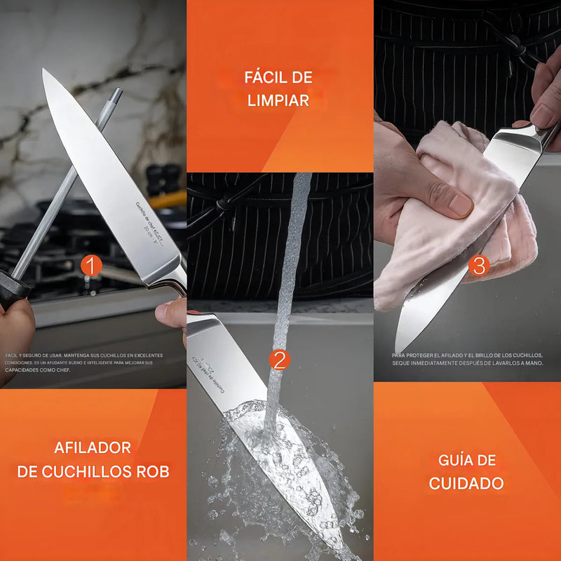 Juego Cuchillos Cocina Set 15 Piezas Acero Quirúrgico Base De Madera Modernos Premium