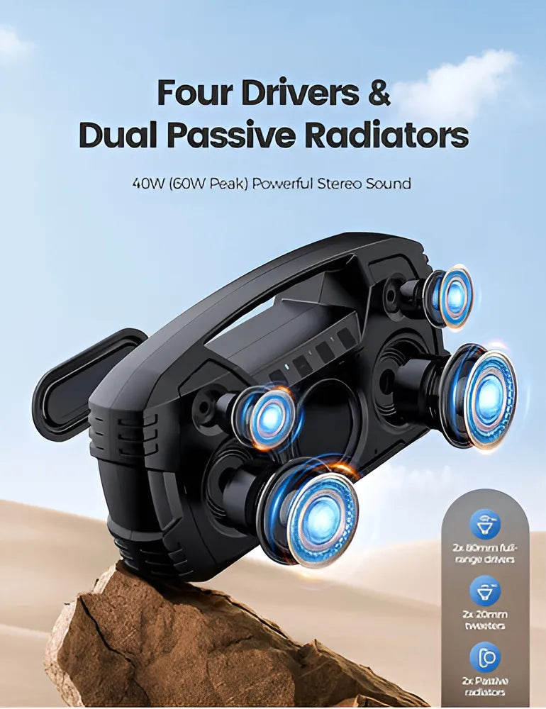 Bafle Bluetooth A Prueba De Agua Sumergible Nivel Ipx7 40w Negro