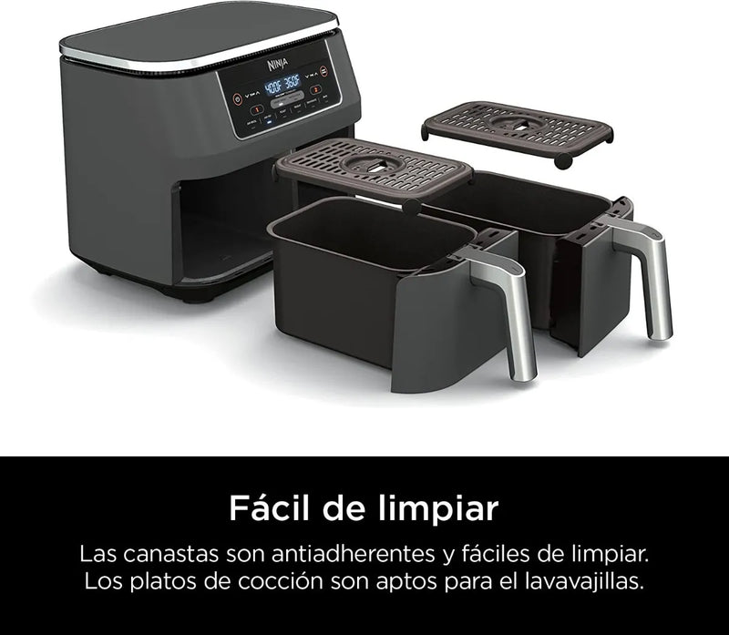 Freidora De Aire 2 Canastas 7.6 Lts Ninja Dz201 Gris Color Gris oscuro