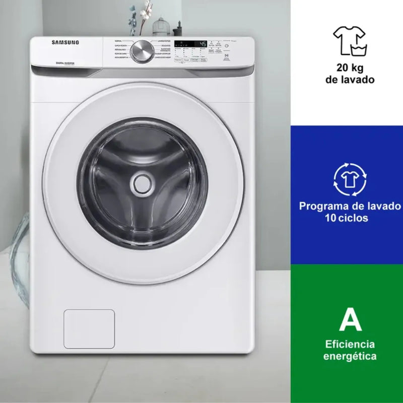 Lavadora Samsung Carga Frontal 20 Kilos Wf20t6000aw Blanca Blanco