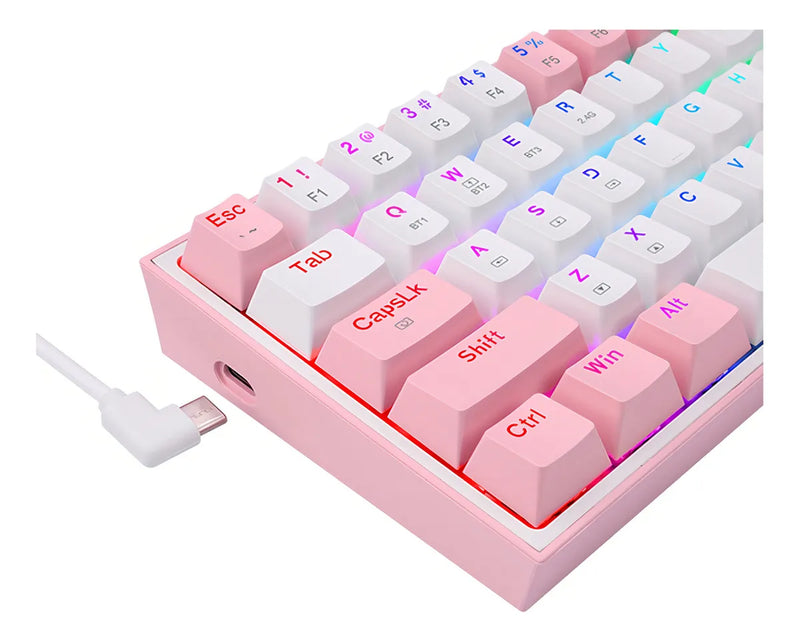 Teclado Redragon K616-rgb Fizz Pro Red Español - White/pink Color Del Teclado Blanco/rosa