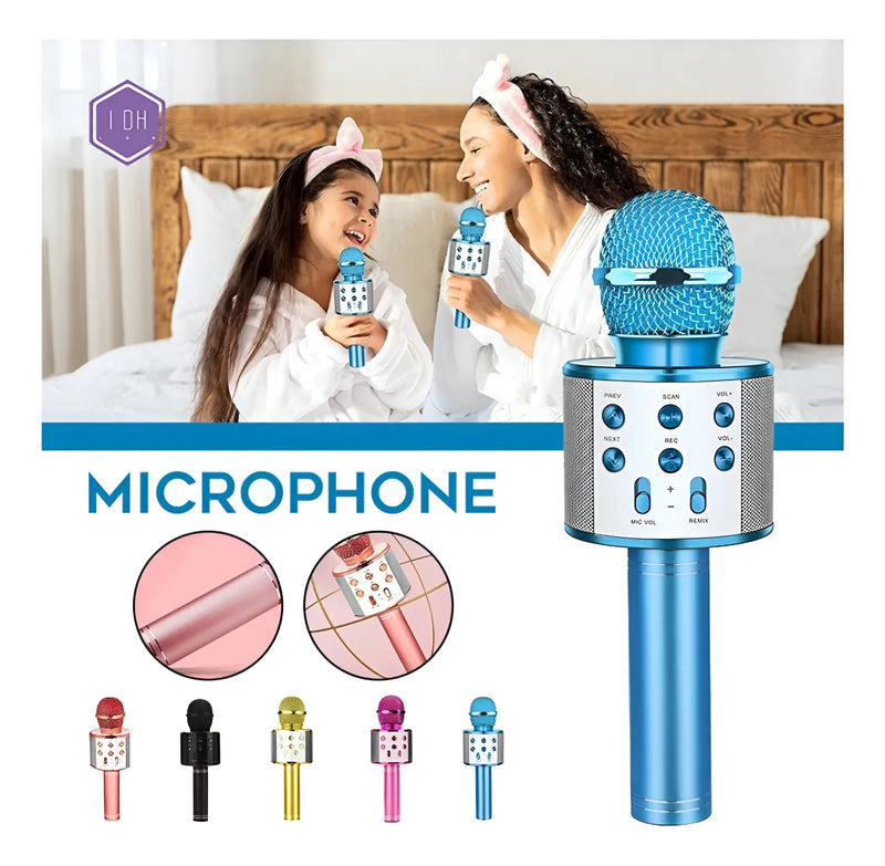 Microfono Karaoke Bluetooth -altavoz Ws 858 Infantil Color Negro