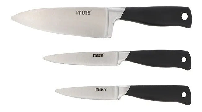 Set 3 Cuchillos Chef Multiusos Imusa 5861030379 Color Negro